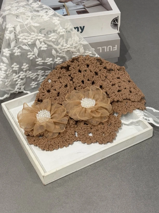 韩系镂空编织防晒帽