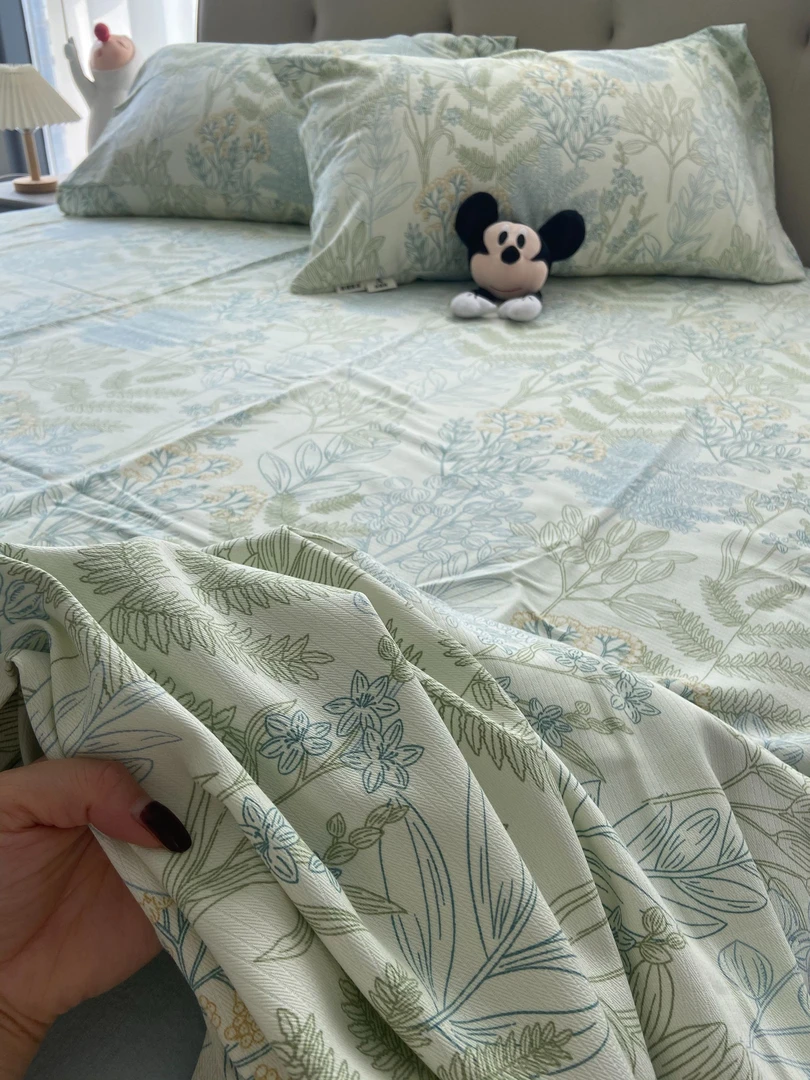 100%全棉加厚老粗布床单凉席单件双人纯棉亚麻三件套夏季床罩防滑