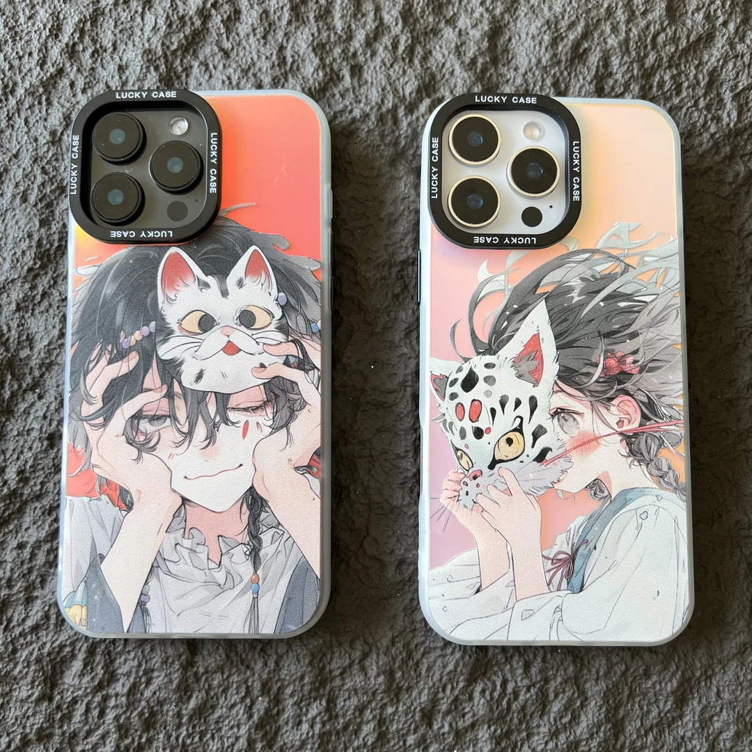 @面具男女【镭射】 软包硬背炫酷情侣手机壳适用苹果/vivo/oppo华为