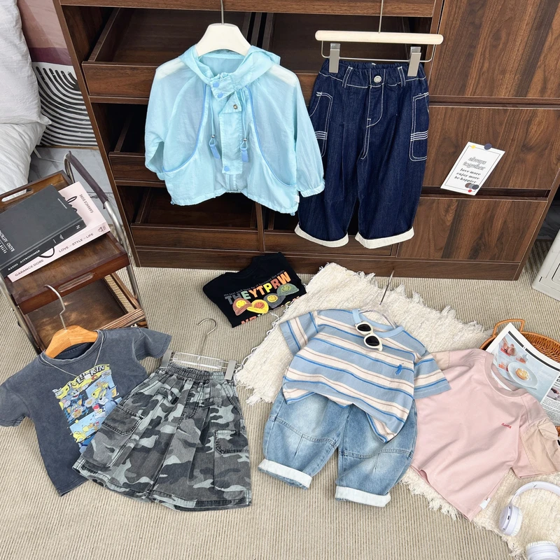 2025年夏季新款男童穿搭上衣裤子背心套装合集JH601