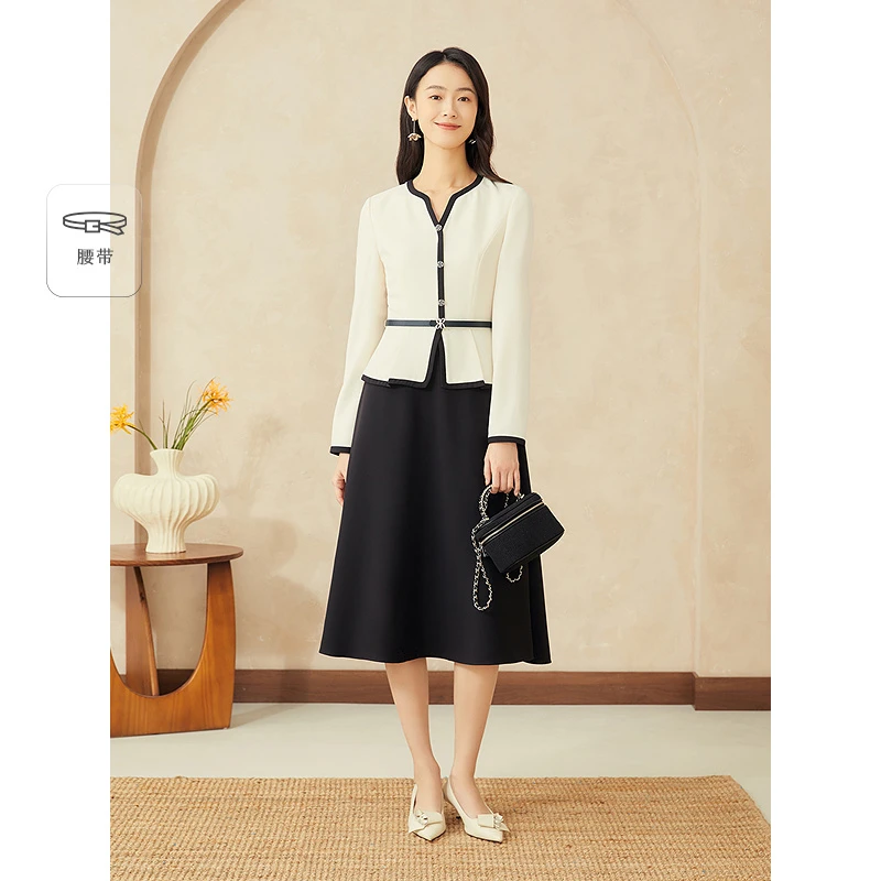 YINER音儿专选2025春季新款法式小香风假两件连衣裙8C65105316