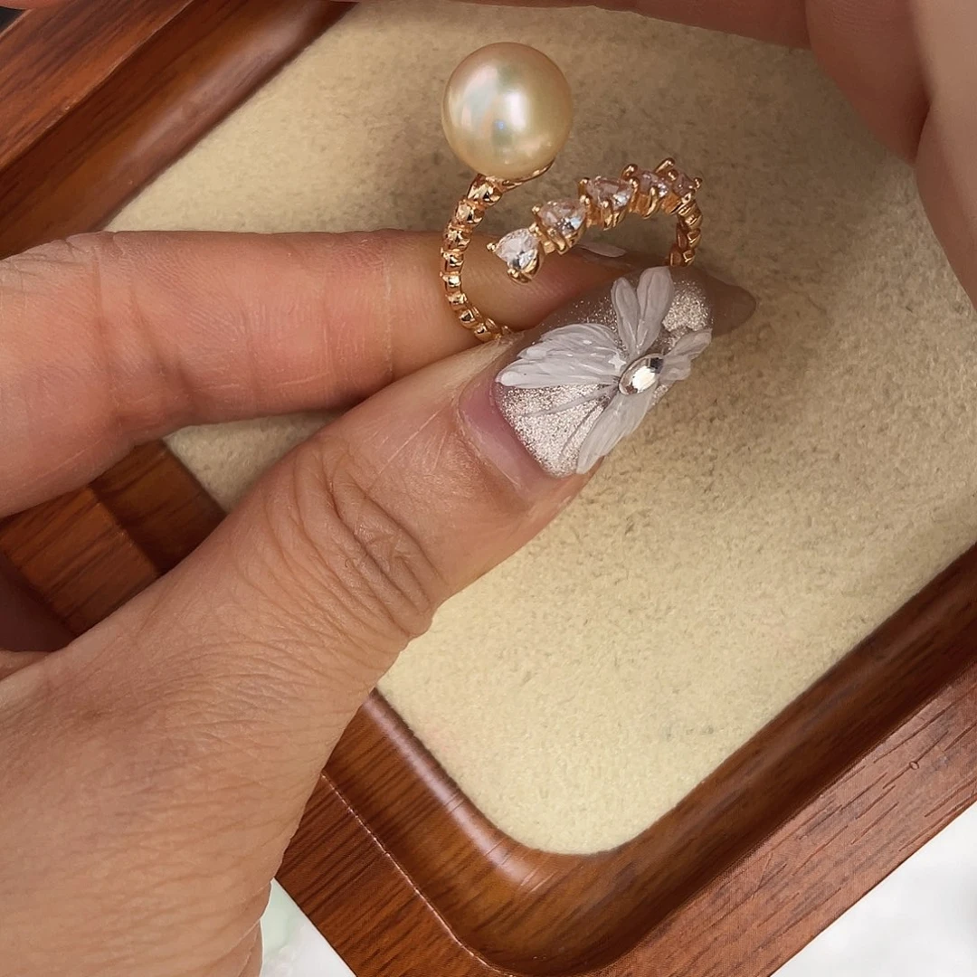 海水珍珠戒指银S925镶嵌