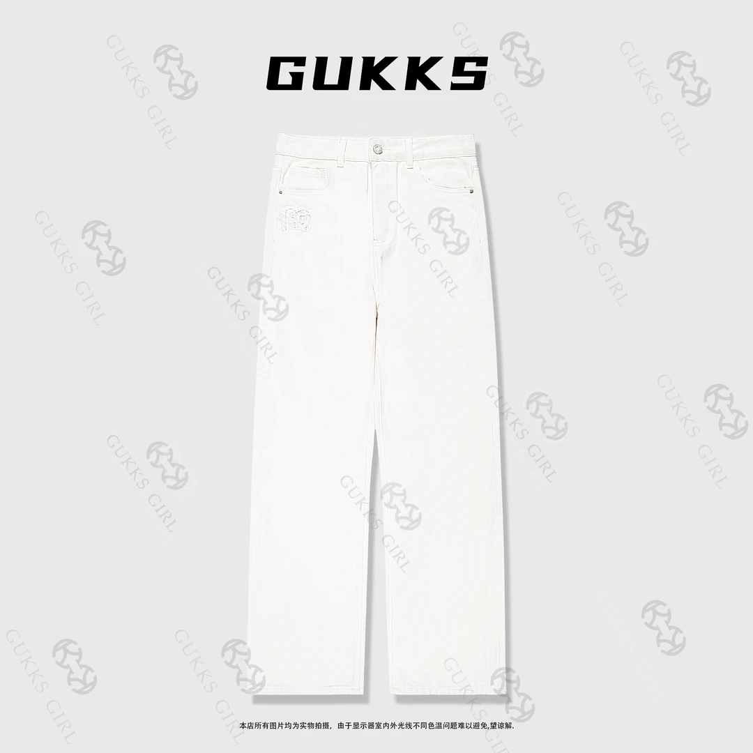 GUKKS『白牛』2025年纯色直筒牛仔裤气质百搭【11】