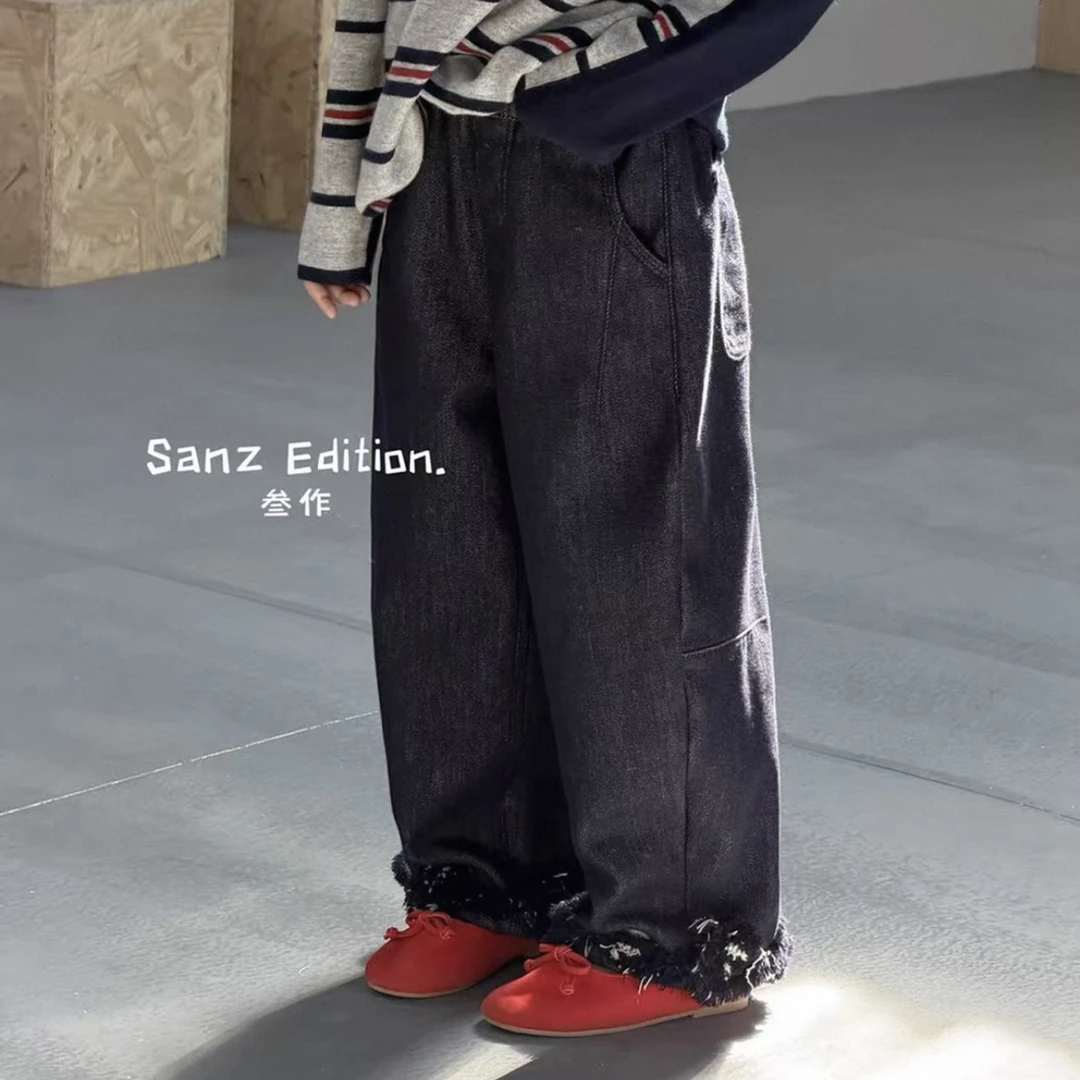 786儿童加绒休闲牛仔裤