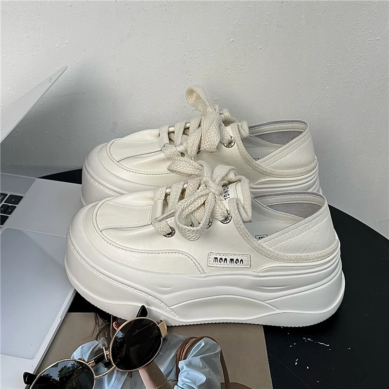 栢香妮BAHONGLY厚底小白鞋女2025春季新款增高透气轻便面包板鞋潮