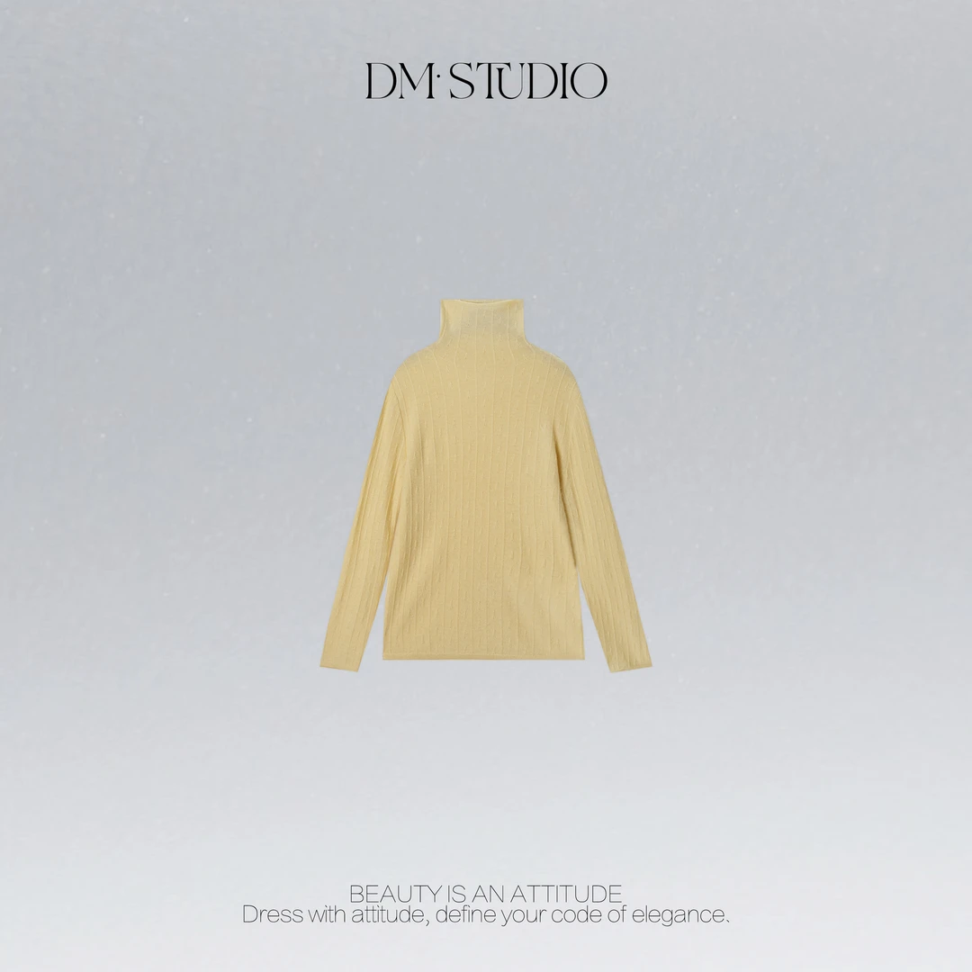DEDM•STUDIO/100%羊毛减龄慵懒百搭细闪高领套头毛衣2507MY/2396