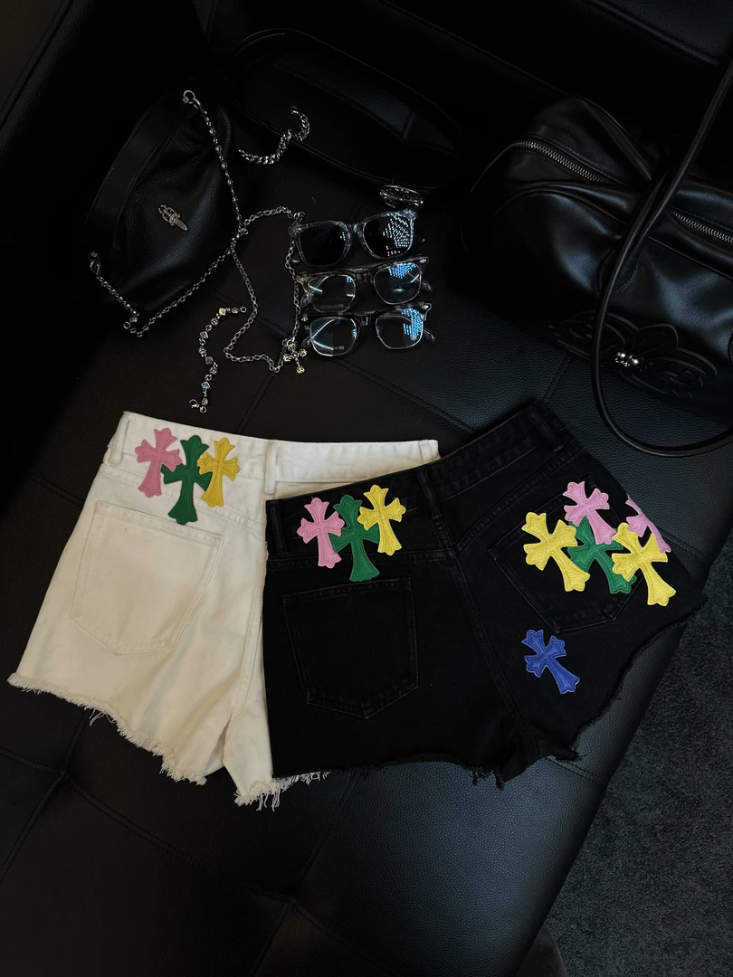 Rebornmoi【vivi老板娘】重工小皮标短裤复古小皮标KZ385