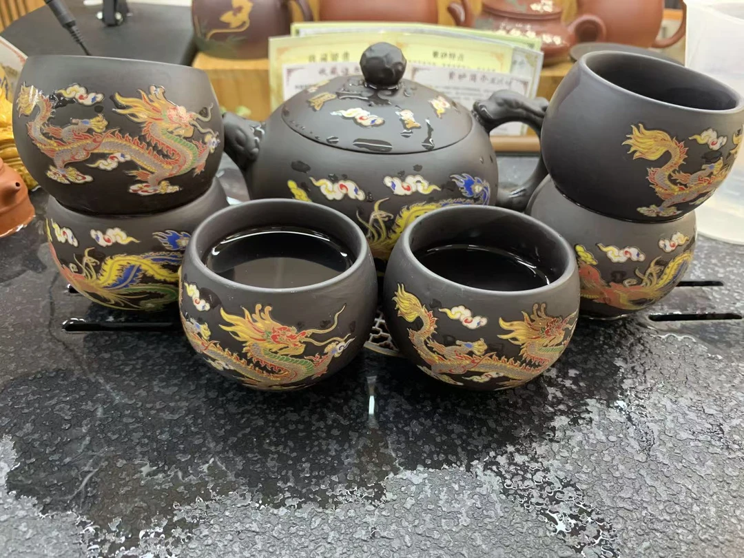 龙凤变色大壶（一壶六杯）