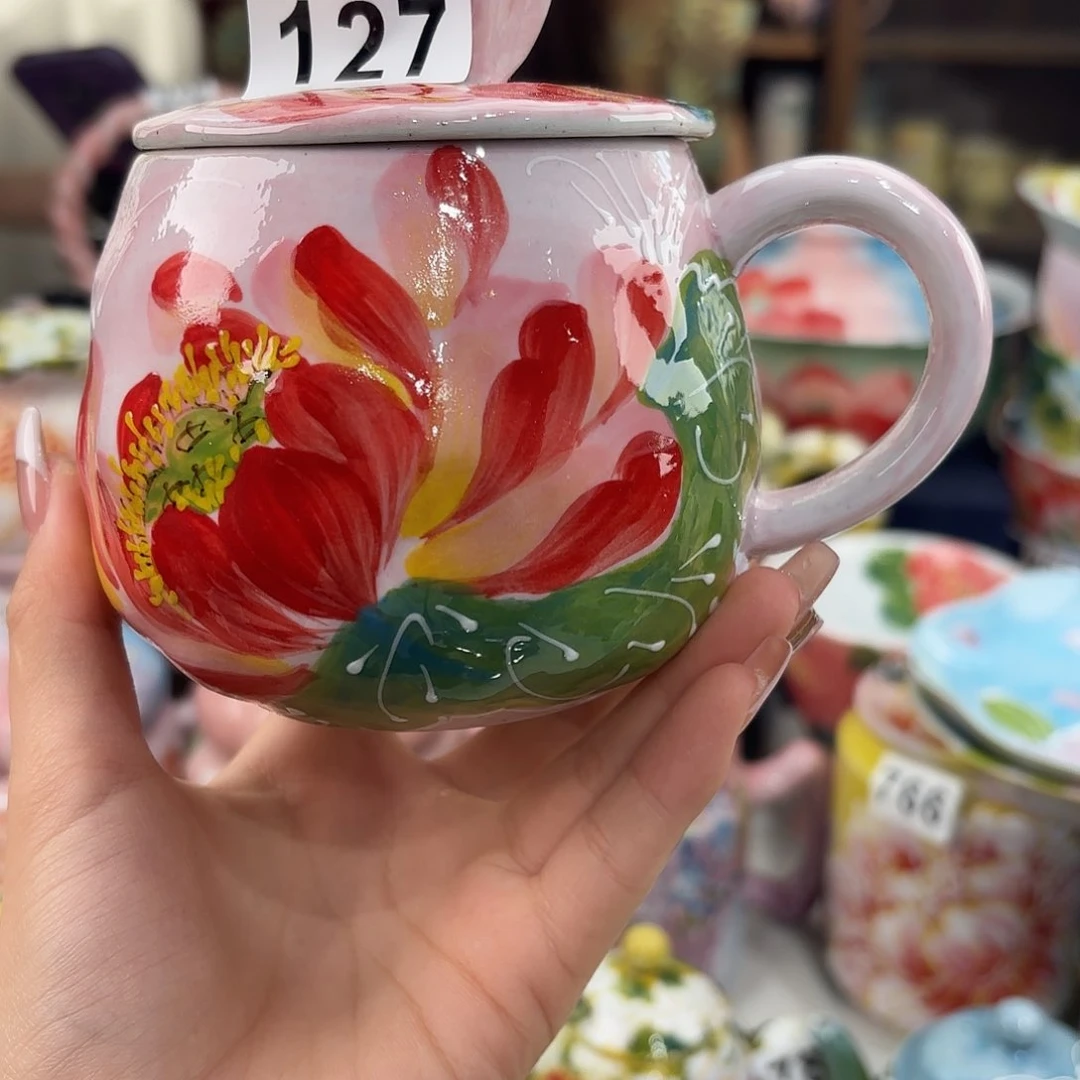 瓷片景德镇手绘高温釉下彩陶瓷茶具