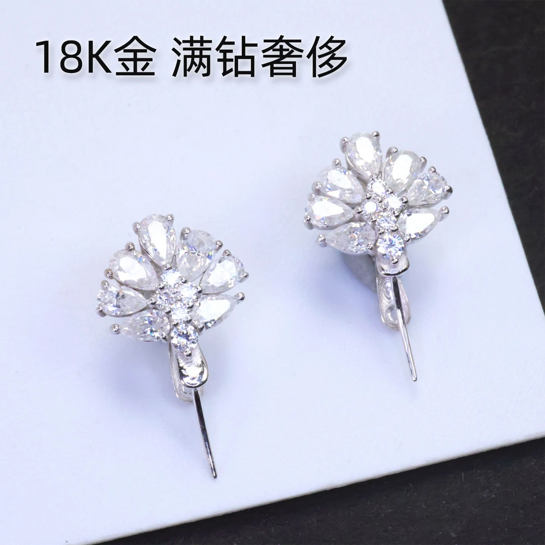 D14款纯18K金扣头玉石吊坠佛公观音扣头夹扣镶嵌豪华气质男女