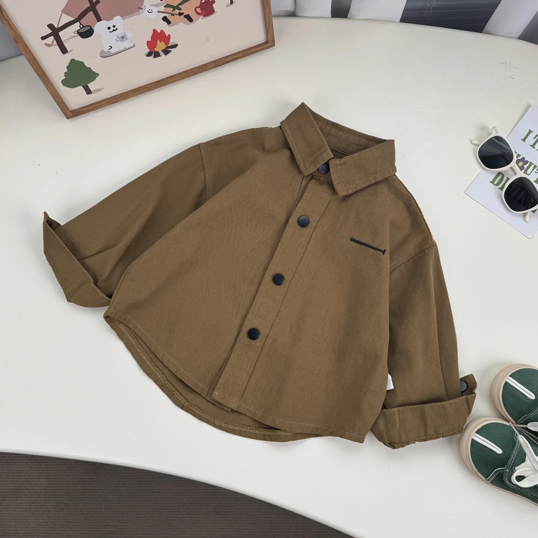男童黑扣外套棕色外套2024年新款儿童秋装外套BMQ23251