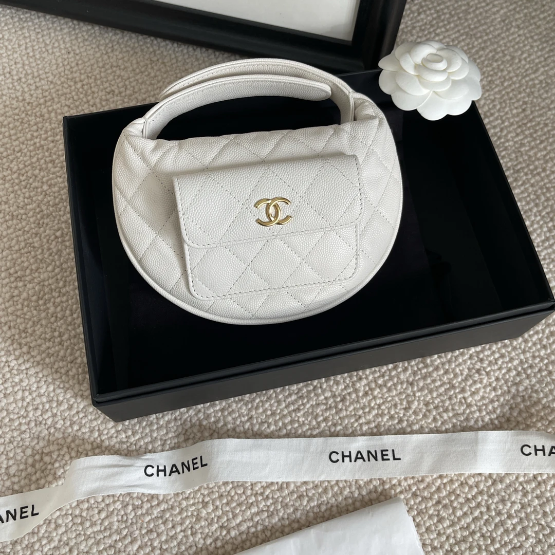 95新 Chanel/香奈儿 Chanel白金鱼子酱23c呼啦圈手提包|2153