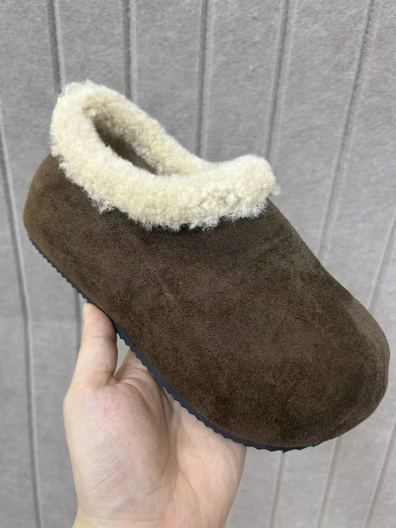 9903厚底全包博肯鞋女加绒百搭毛毛鞋
