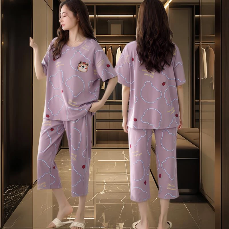 浪芝棉2025新款睡衣女夏季套装出门款简约中年高颜值春夏天家居服