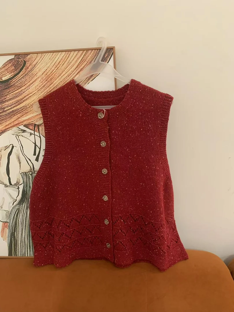 【杭州S姐精品女装】叠穿针织马甲开衫女外穿背心坎肩马夹上衣20128