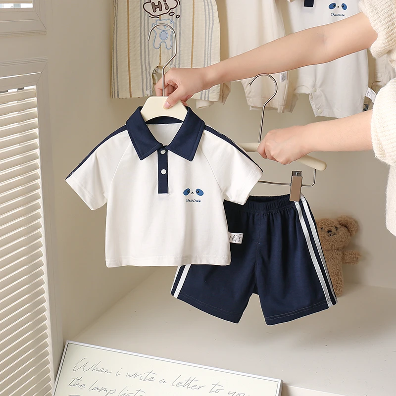 夏季薄款衣服儿童外出服新款上衣裤子婴儿宝宝爬服婴幼儿夏天套装