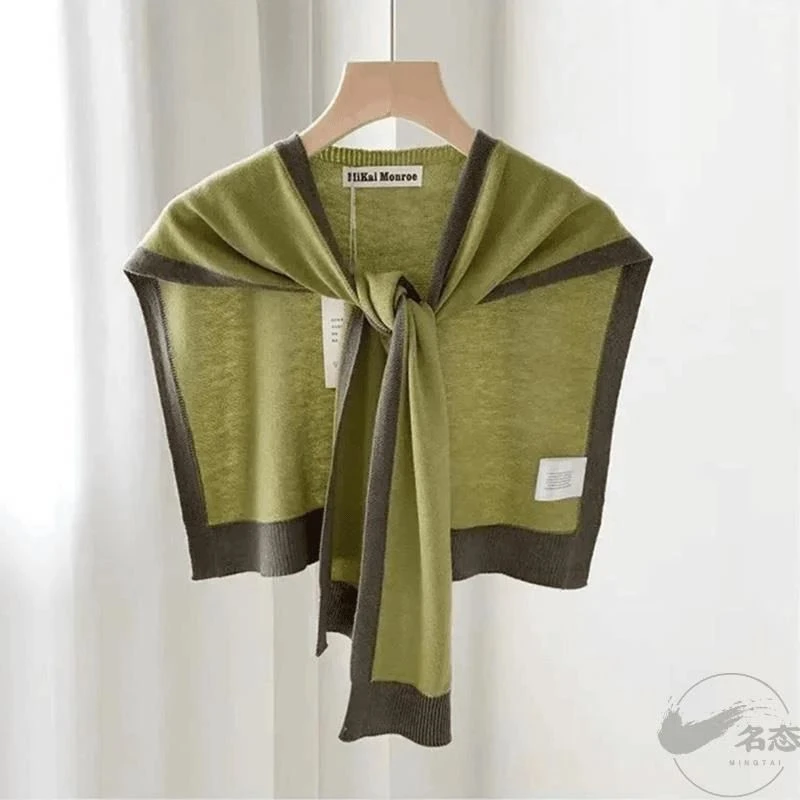 拼色小香风黑白春秋针织网红披肩女夏季外搭空调房披肩护颈假领子