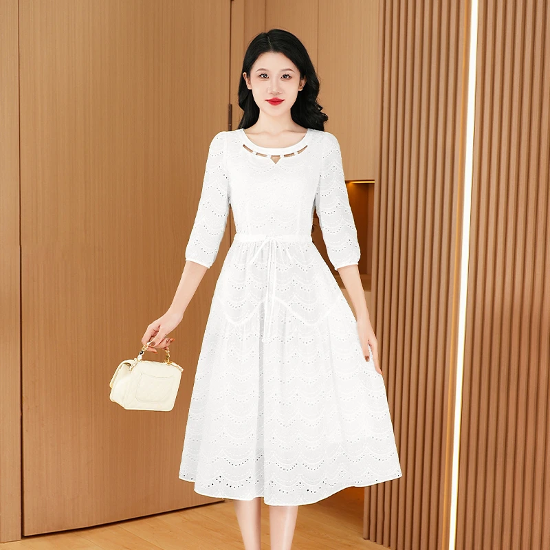 琪琪女装直播间2025新款广州十三行INS风轻奢连衣裙27089