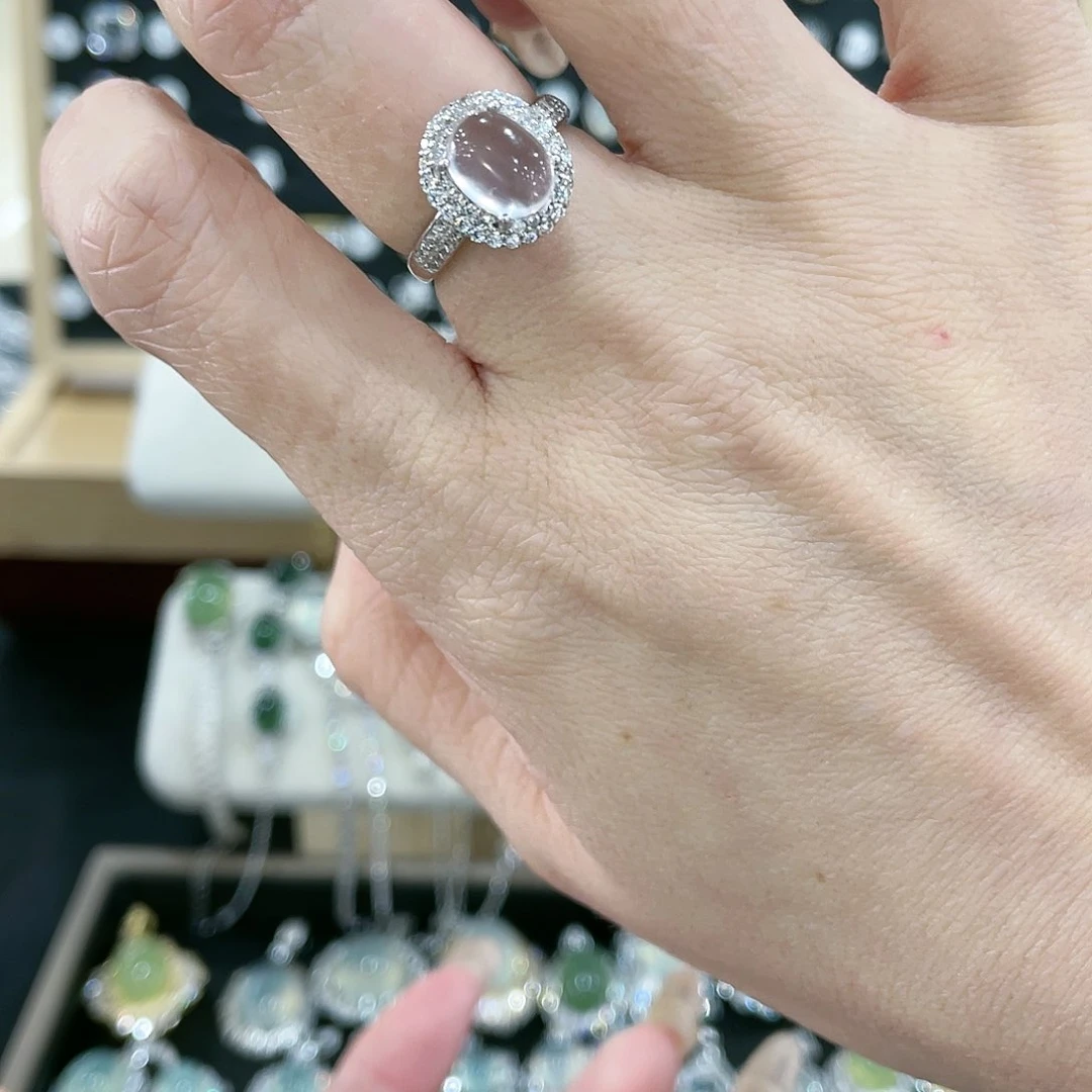 芙蓉石戒指银S925镶嵌*️