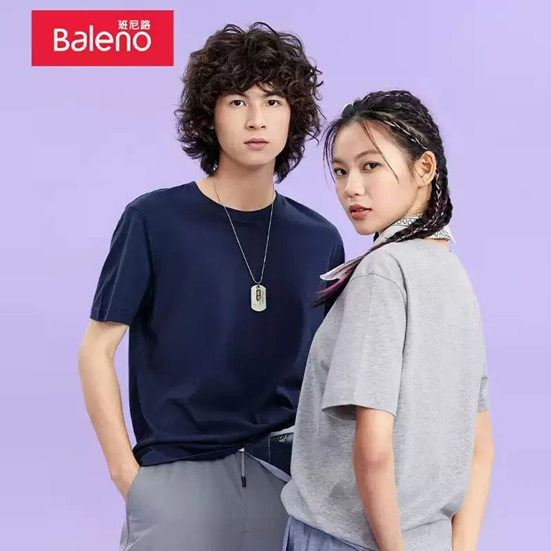 BALENO/班尼路夏季纯棉短袖纯色男女同款T恤休闲百搭半袖简约上衣
