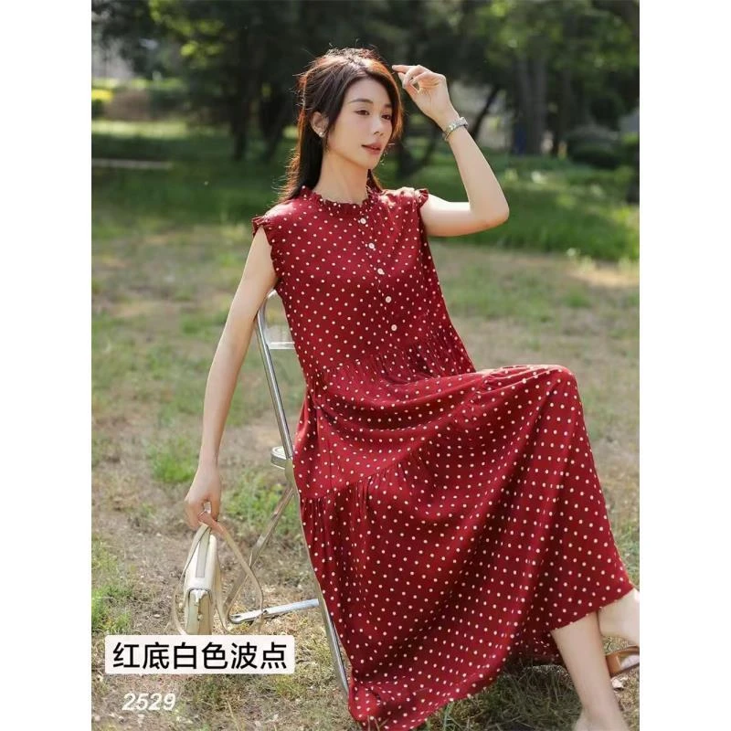 全NXH-[优雅气质]2025夏季新款显瘦棉绸舒适休闲连衣裙GG-2529