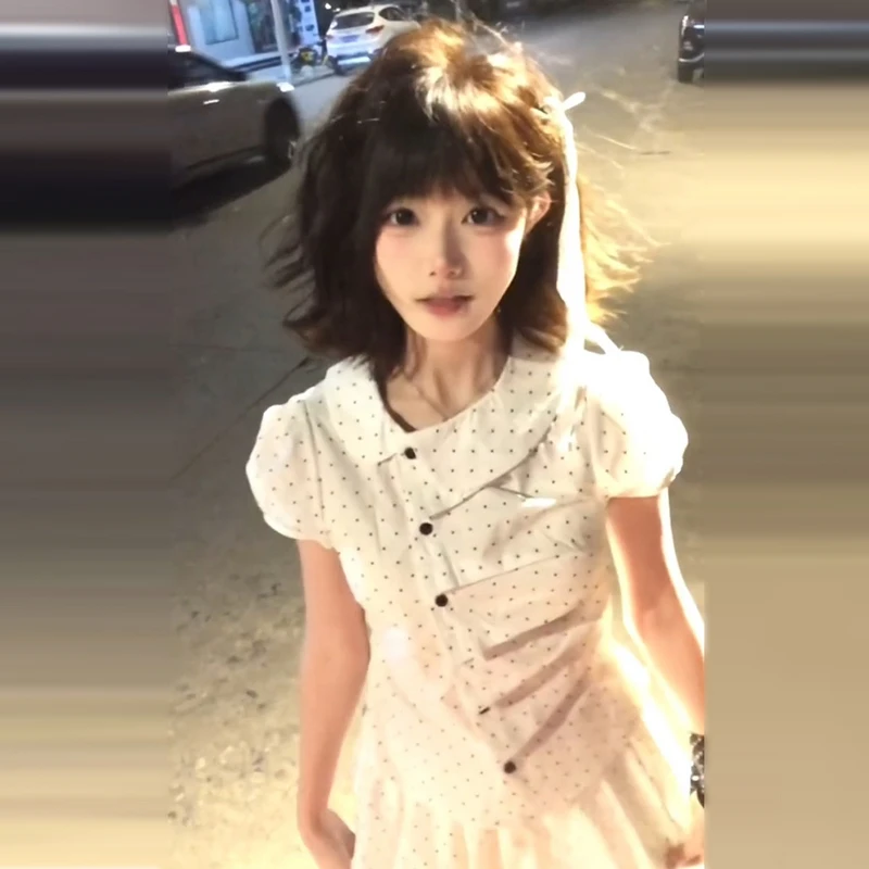 学院风穿搭白色衬衫连衣裙子女装夏季2025新款黑色掐腰收小黑裙子