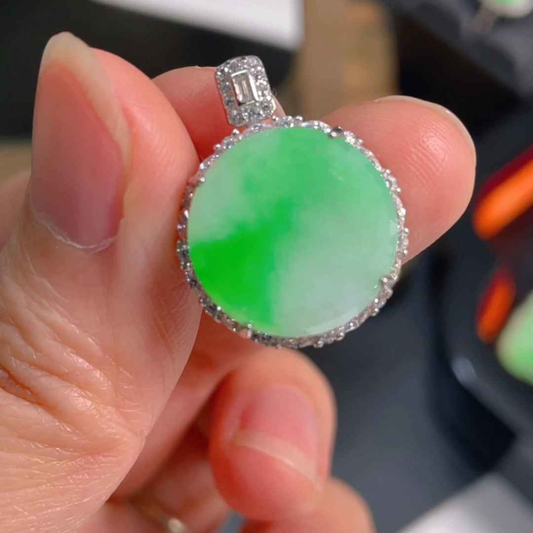 翡翠银S925镶嵌吊坠(不含链)