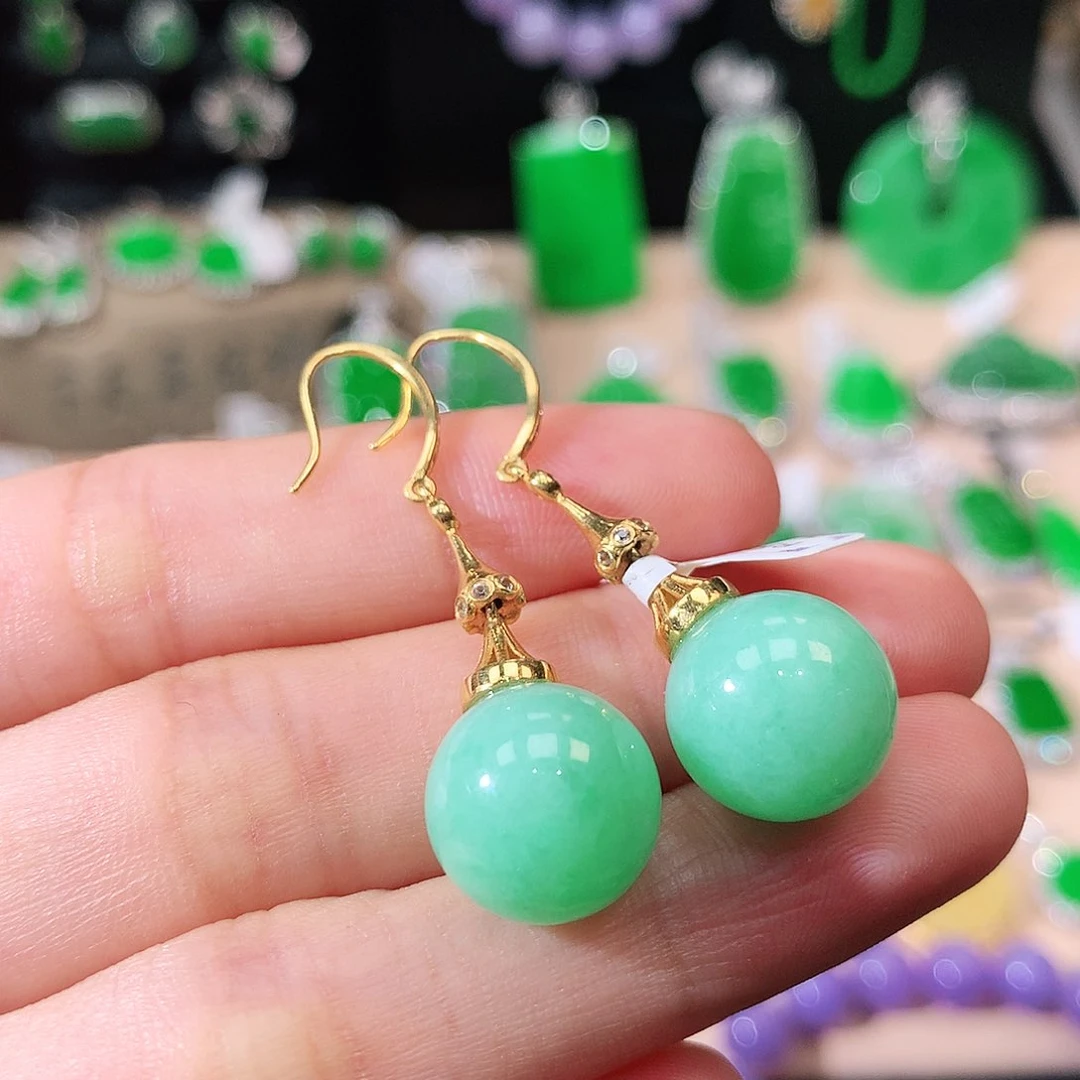 翡翠18K金镶嵌耳饰