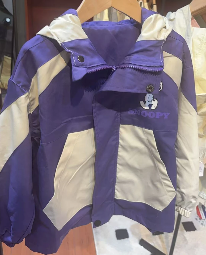 单排扣拉链春秋季普通外套儿童条纹常规夹克紫色