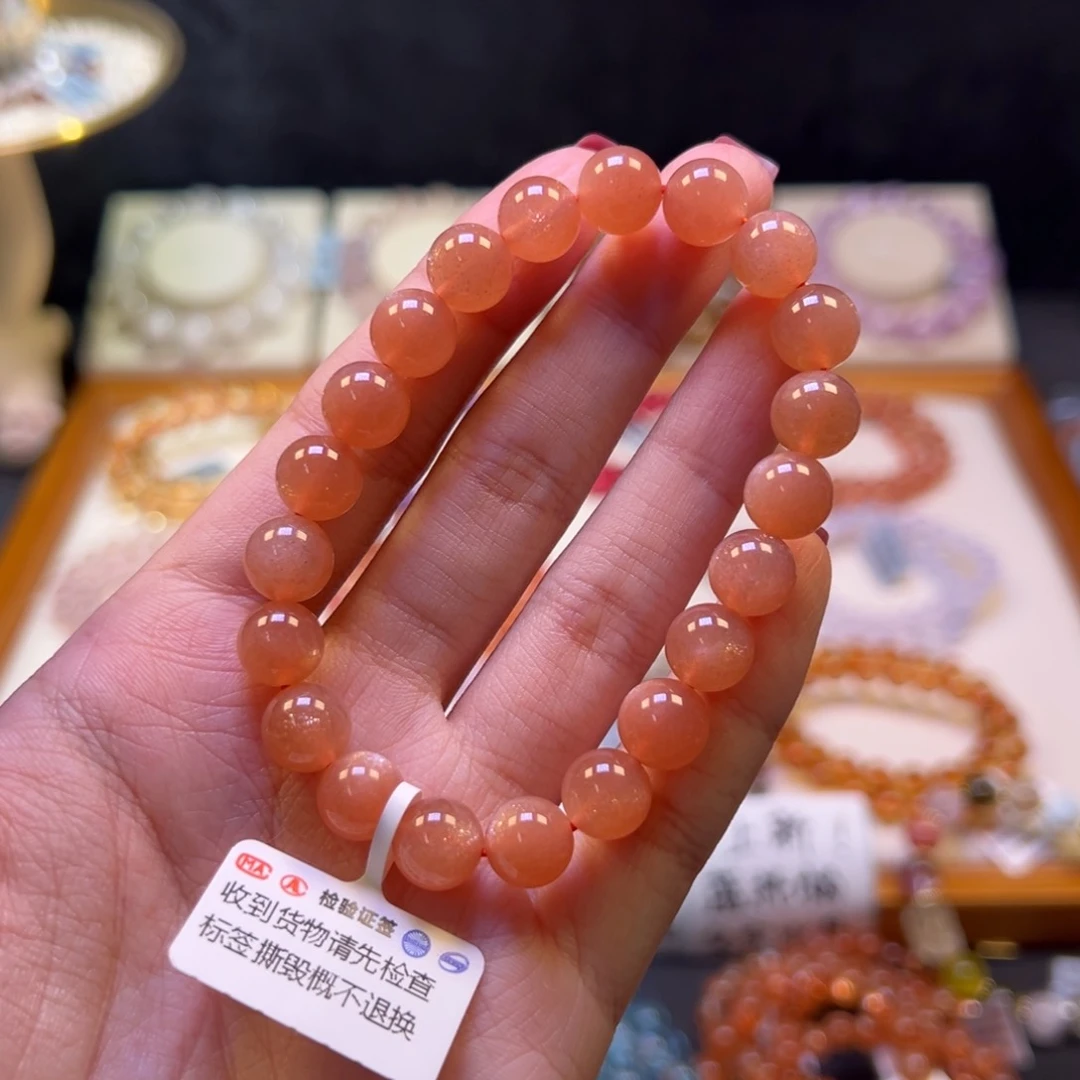 水晶手串未镶嵌9m金沙高货橙月光
