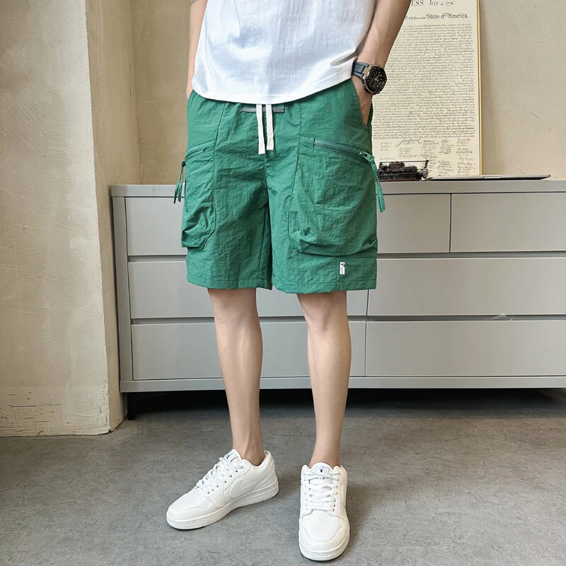 美式大码速干冰丝工装短裤男士夏季外穿薄款休闲五分裤百搭中裤子