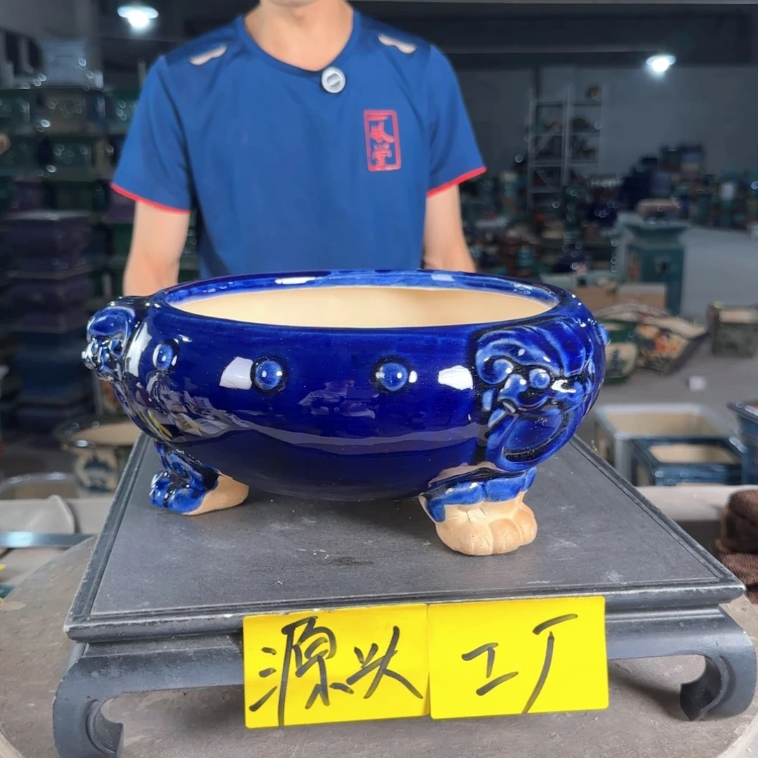 一风堂石湾花盆  内口21，内深8脚没上釉