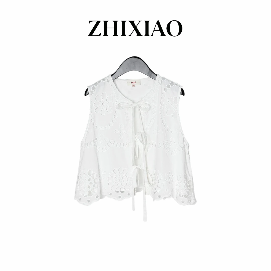 【ZHIXIAO】夏季新款：镂空无袖上衣外套931073