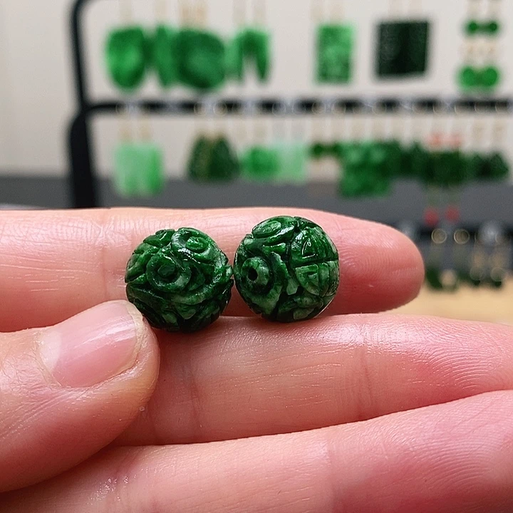 瀞***ㄣ翡翠未镶嵌耳饰挂件