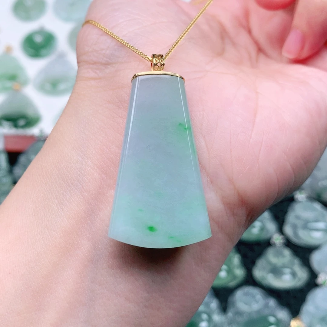 吊坠(不含链)18K金镶嵌翡翠