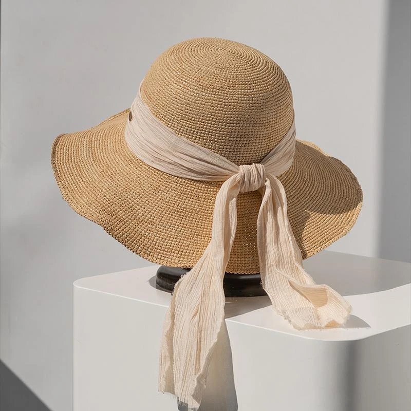 疯帽子 草帽夏季拉菲草宽檐帽海边旅游帽子夏天日系时尚沙滩帽