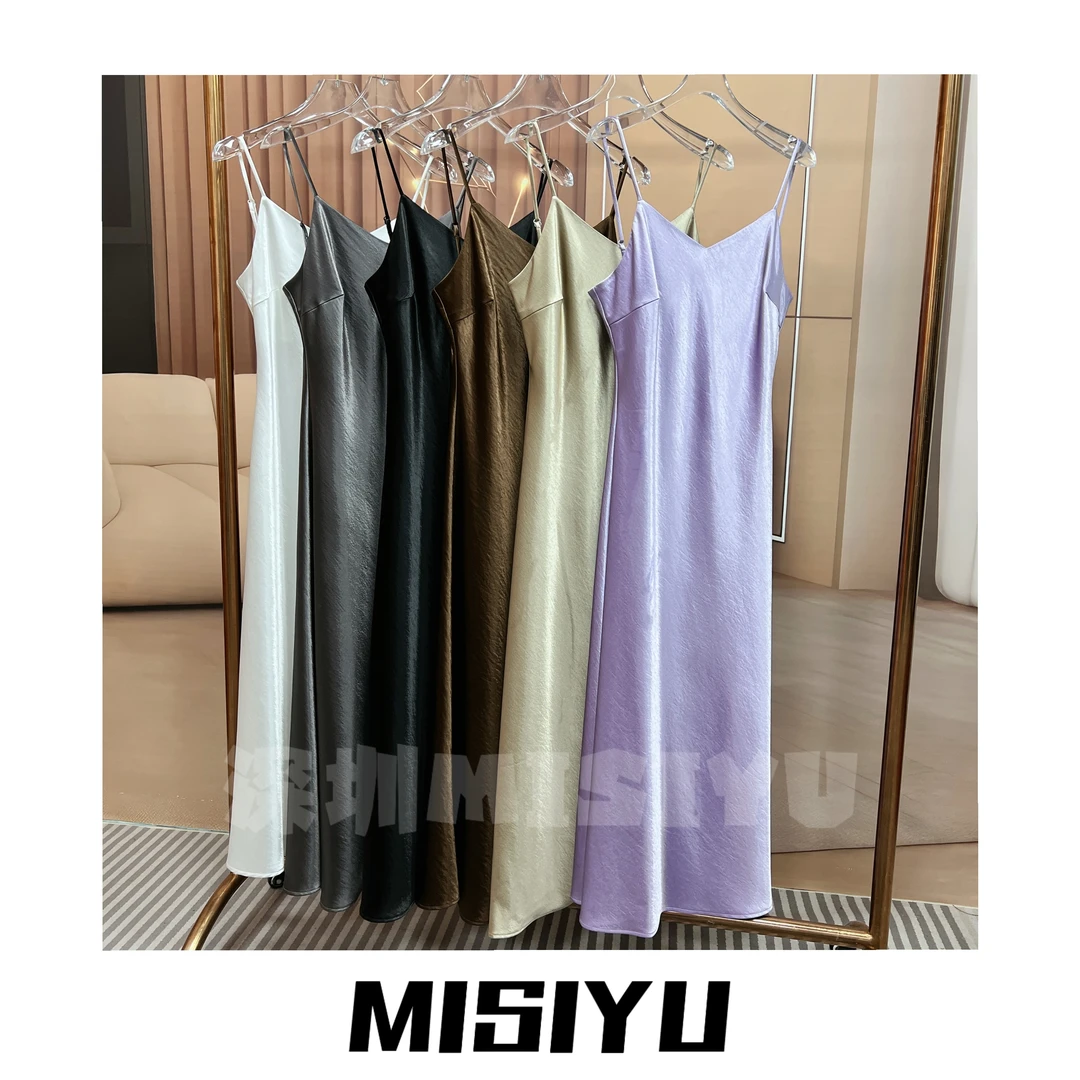 【莉姐高定】醋酸吊带长裙 2025新品 春夏显瘦气质时尚复古25B019