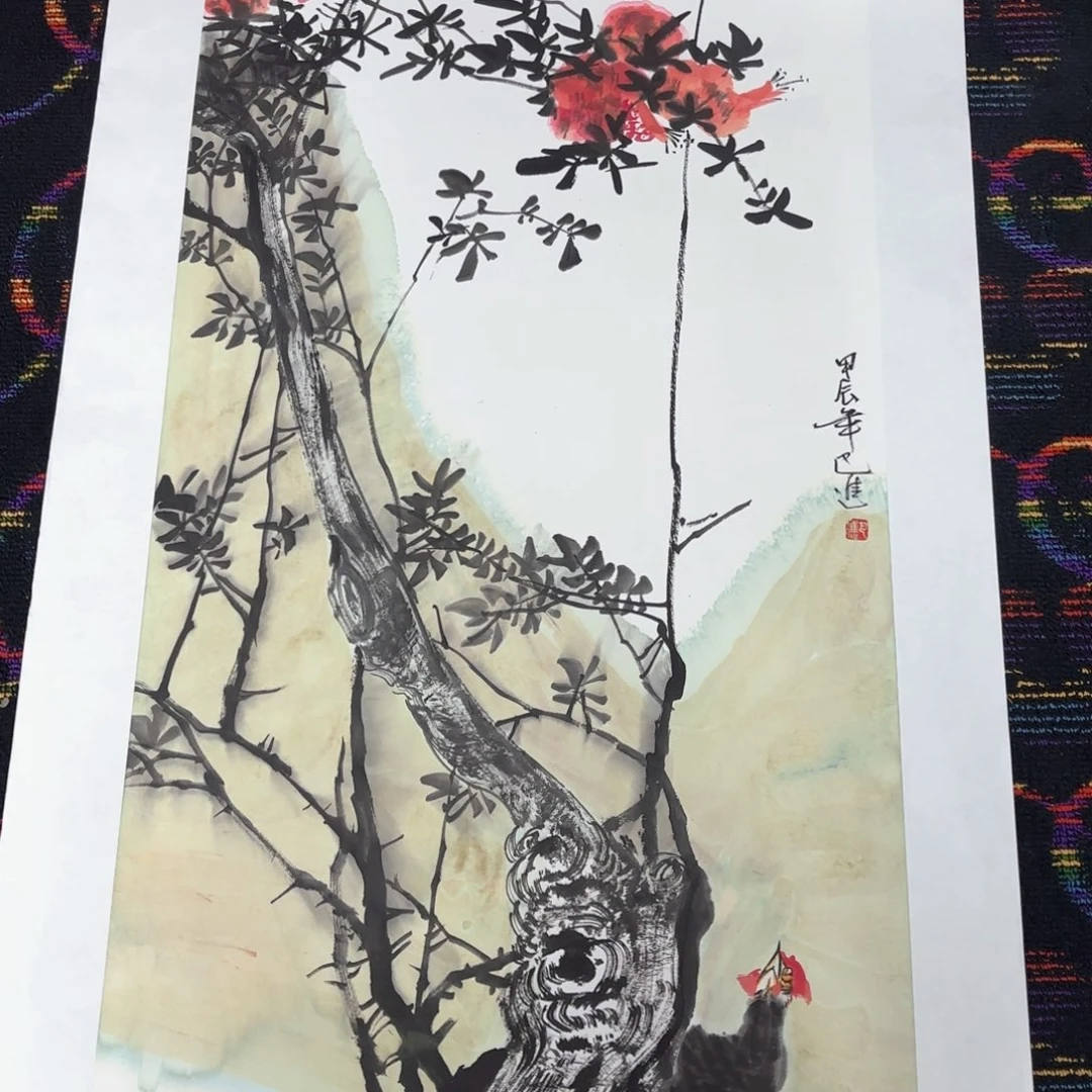 国画巴进3尺花鸟马