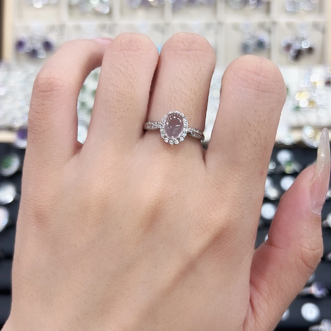 岫玉银S925镶嵌戒指