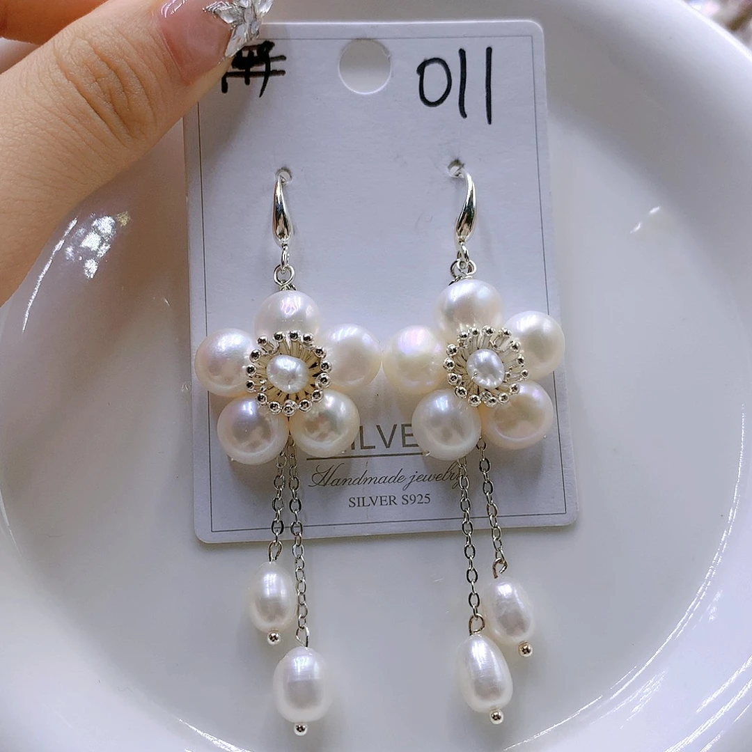 银S925镶嵌耳饰淡水珍珠