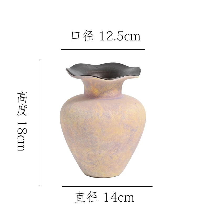 【莫奈紫-小号花瓣瓶】无孔陶瓷花瓶干花鲜花客厅插花摆件