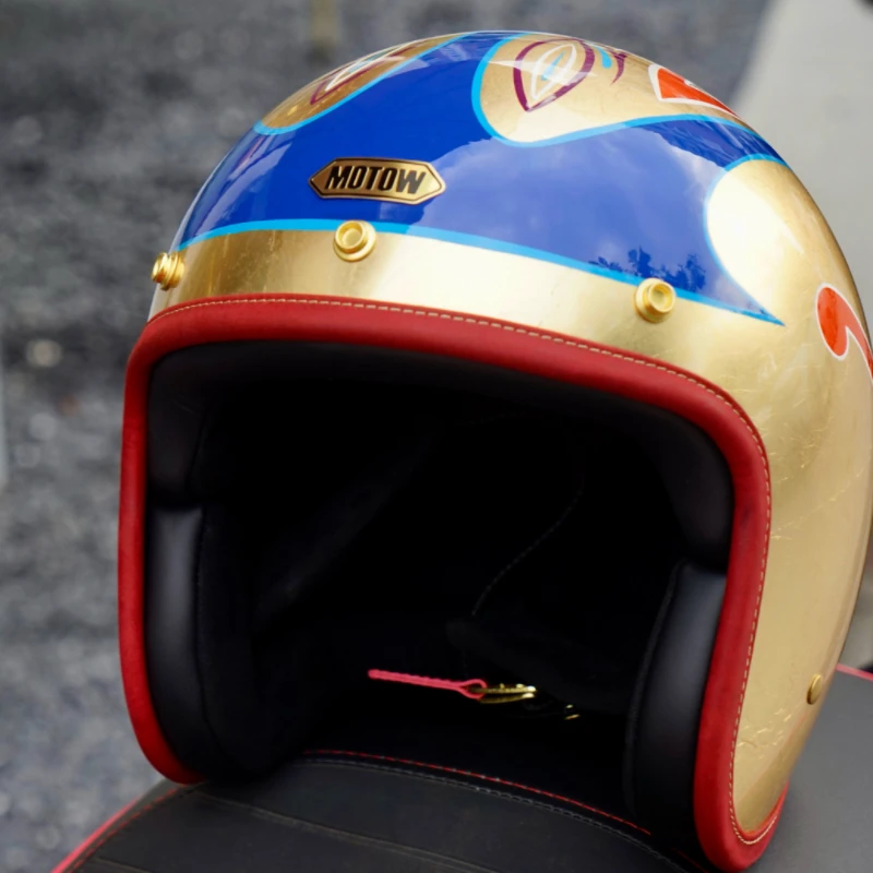 法国MOTOW摩托车安全复古头盔彩绘china kustom