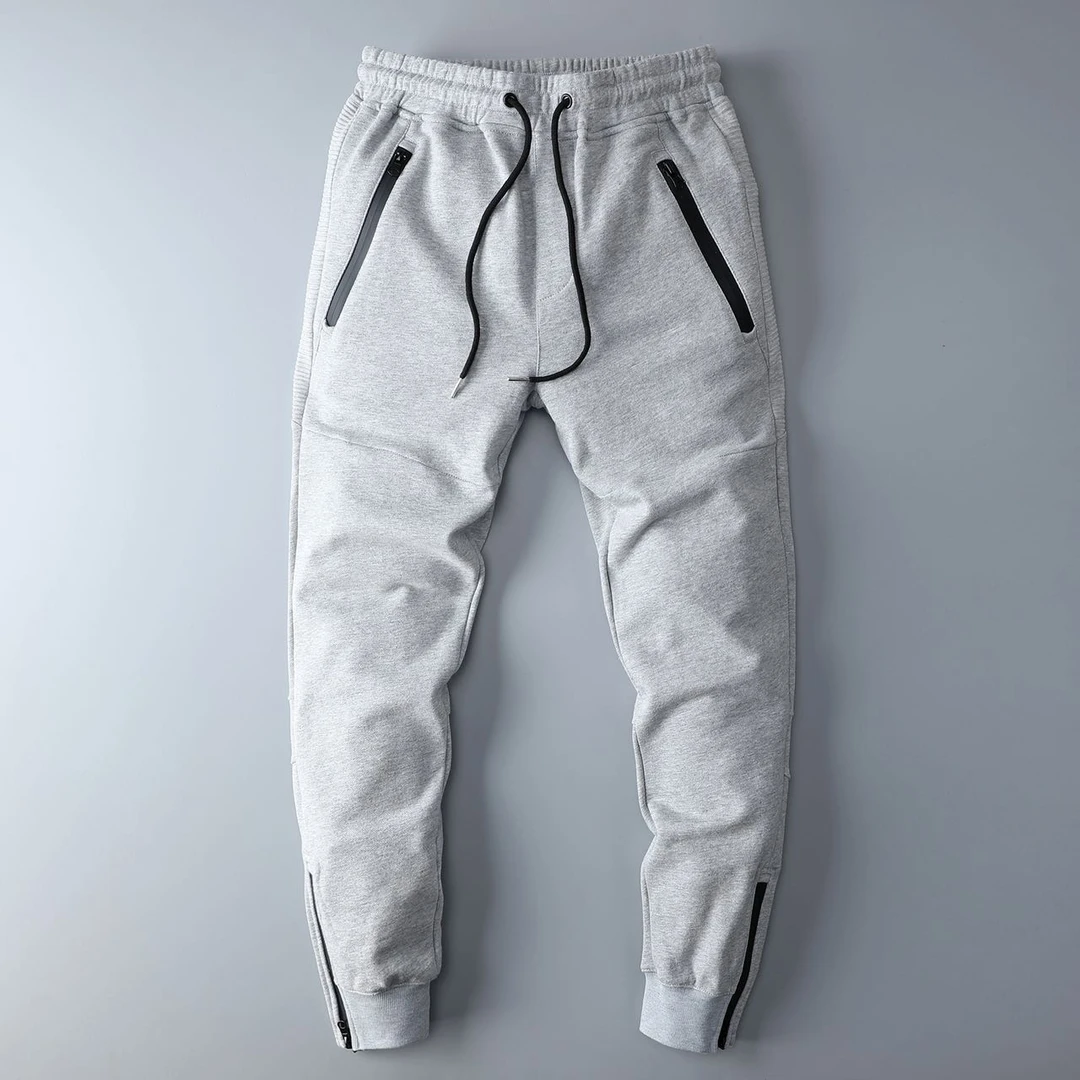 秋冬季潮流抽绳松紧腰小脚卫裤舒适束脚毛圈运动休闲百搭长裤男