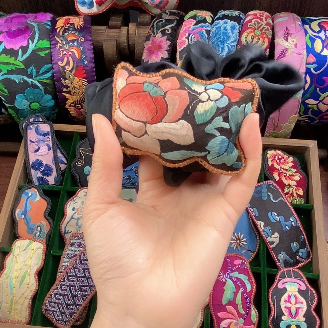 织绣老绣手工刺绣发圈