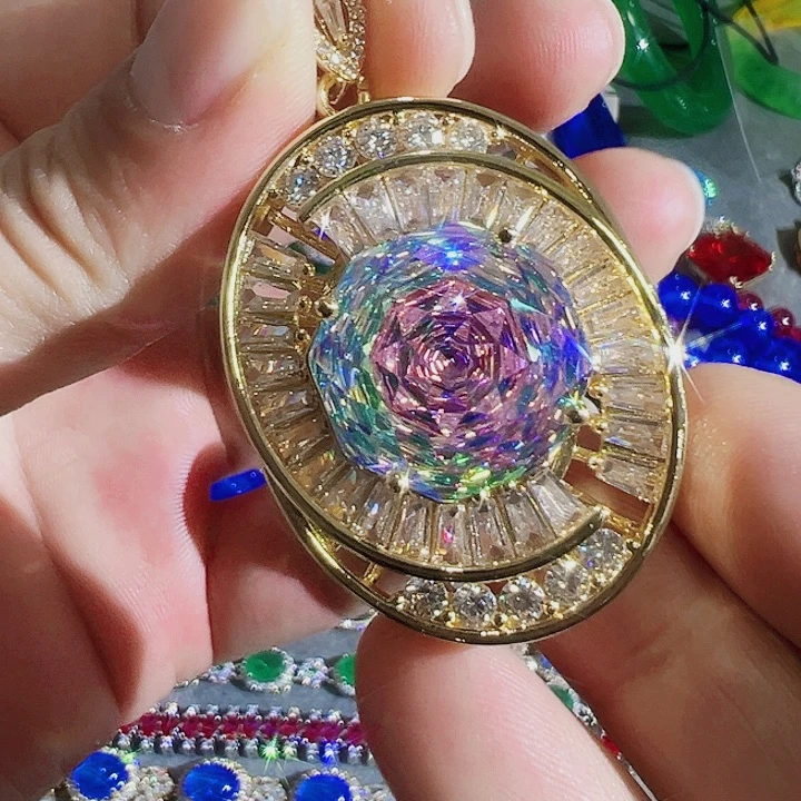 钨金红色蓝色满钻镶嵌