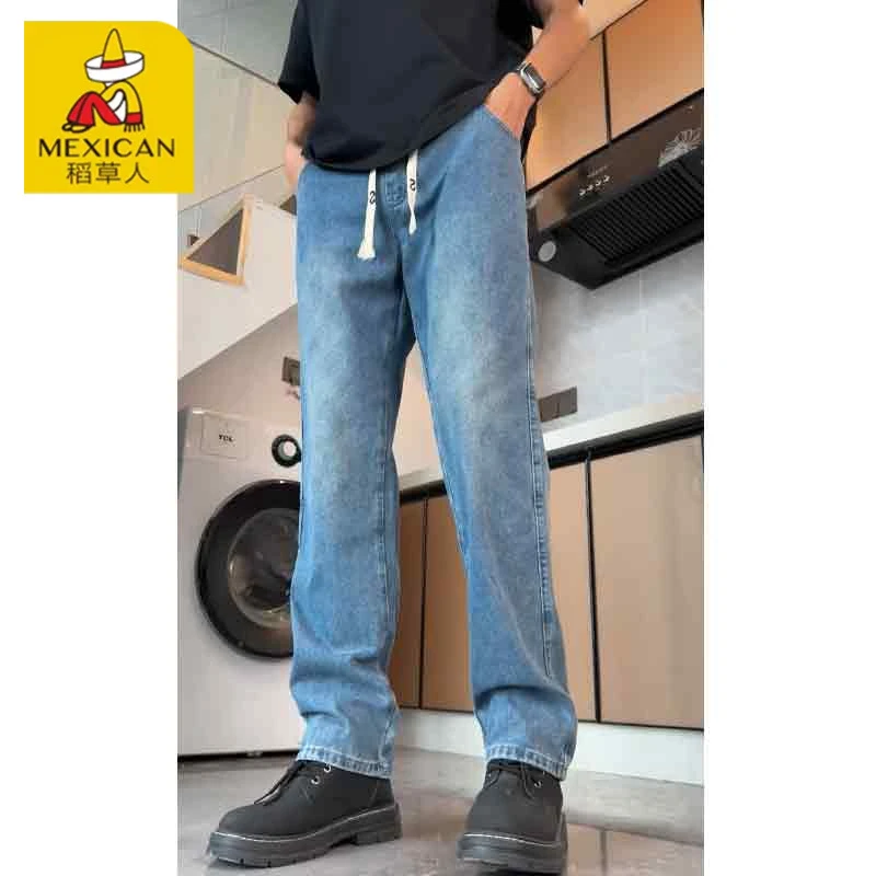 Mexican/稻草人男士牛仔裤2025春季新款美式复古运动宽松休闲裤子