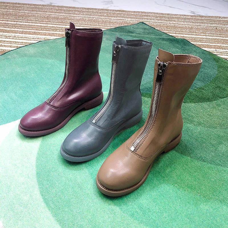 马丁靴女guidi靴鬼帝靴310倒靴网红短靴2025新款瘦瘦靴前拉链靴子