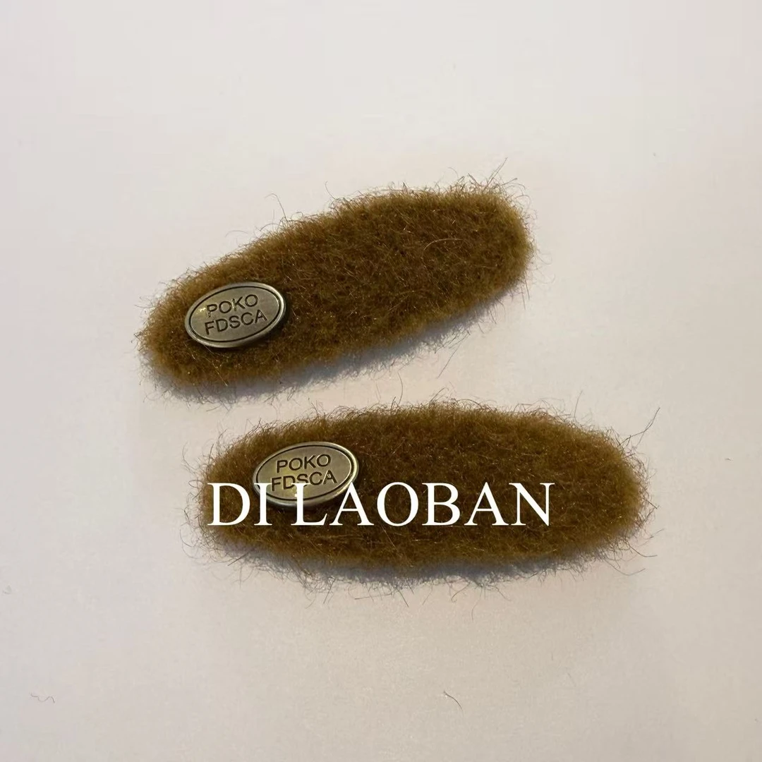 H·G【毛茸茸】1474  新款百搭韩系可爱毛绒绒圆牌发夹