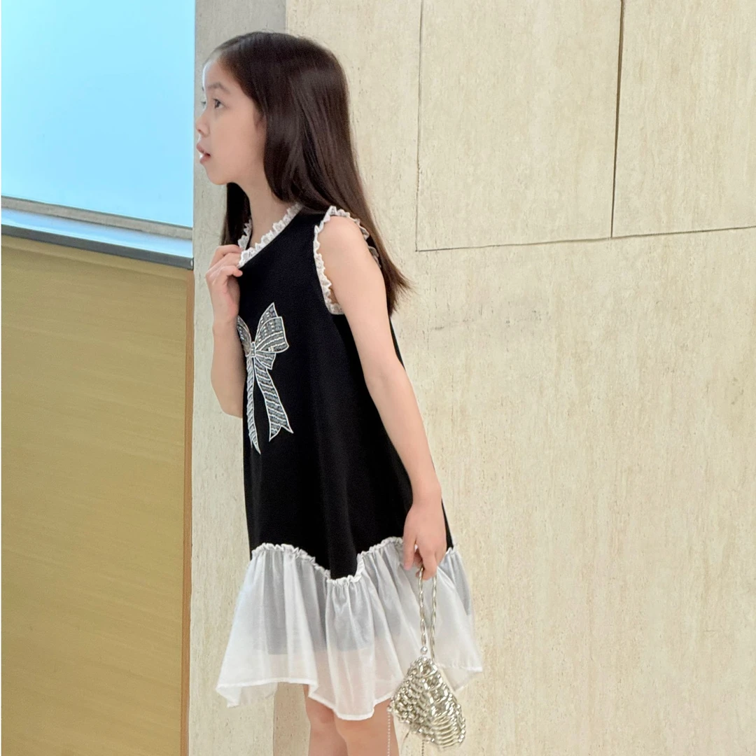 KIKIAND中大童女休闲风A字夏季连衣裙少女风背心裙--6310