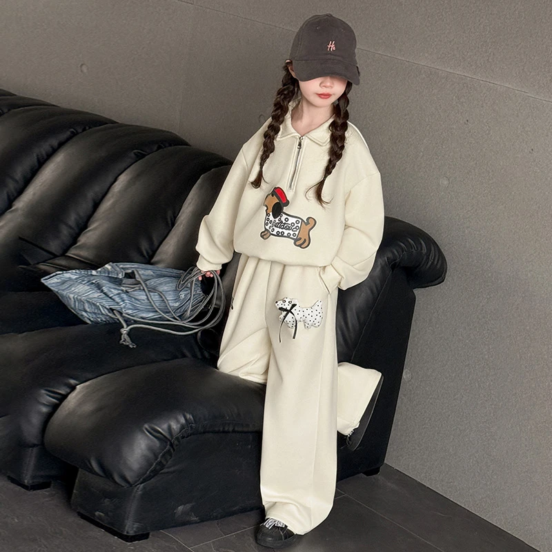 女童休闲卫衣套装春款洋气卫裤2025新款儿童中大童春秋款两件套潮